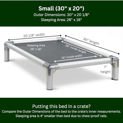 Kuranda Chewproof Elevated Dog Bed - Silver Aluminum - 30" x 20" - Heavy Duty Vinyl - Smoke - color: Smoke, size: Small