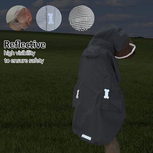 Waterproof Dog Raincoat, Adjustable Reflective Lightweight Pet Rain Clothes with Poncho Hood(X-Small,Black&White) - color: Black&White, size: X-Small(4-9lb)
