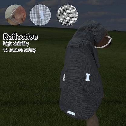 Waterproof Dog Raincoat, Adjustable Reflective Lightweight Pet Rain Clothes with Poncho Hood(Small,Black&White) - color: Black&White, size: Small(9-13lb)