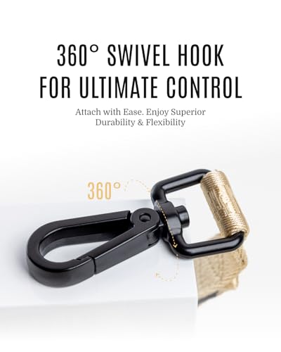 Fei & Eve Classic Dog Leash - 4FT, Dual Padded Handles, 360° Swivel Hook, Heavy Duty 210D Nylon - No-Pull Design with Traffic Control Handle - for Small/Medium/Large Dogs, Champagne - color: Champagne, size: 4FT