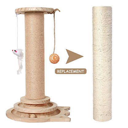 PowerKing Natural Sisal Replacement Scratching Post, 15.7'' 2 Pieces M8 Cat Scratch Post Refill Pole Parts for Refurbishment, Include Screws (White) - color: White, size: 15.7''+15.7'' (2.67''Thick)