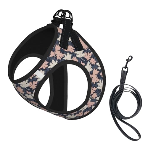 Vintage Maple Leaf Pattern Pet Harness Escape Proof Dog Harness Adjustable Mesh Padded Reflective Dog Vest Harness and Leash Set Small - color: Style 1, size: Small