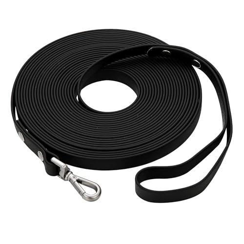 Waterproof Long Dog Training Leash 50ft Outdoor PVC Dog Leashes Great for Large Medium Small Dog Training Lead,Beach,Yard,Play,Camping(Black - color: Black, size: 50ft