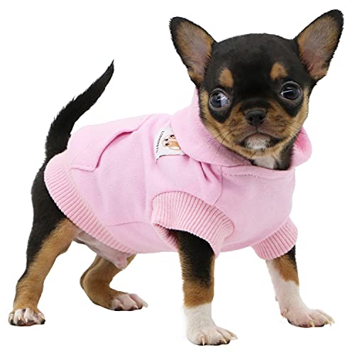 LOPHIPETS Dog Cotton Hoodies Sweatshirts for Small Dogs Chihuahua Puppy Clothes Cold Weather Coat-Pink/XS - color: Pink, size: X-Small for 1.2-2.2 lbs