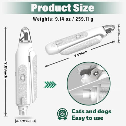 CATPICK 2-in-1 Cat Nail Clippers & Dog Nail Clippers Trimmers for Large Medium Small Dogs Cats Claw Trimmer Quick Sensor and Safety Guard USB Rechargeable with 2 LED Lights Dogs Nail Trimmer - color: Blue 2th Generation