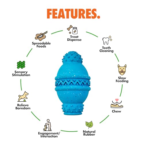 Max Fusion Made with Nike Grind, Arlee Cannon Treat Dispensing Dog Toy for All Dogs, Treat Dispenser, Durable Treat Toys, Natural Rubber Chew Toy, Large, Blue, 1 Count - color: Blue Cannon, size: Large