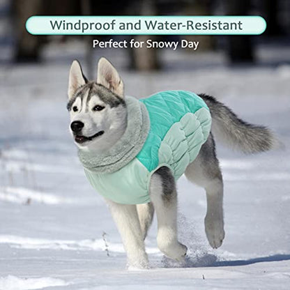 Lelepet Dog Coat Warm Dog Winter Coat Waterproof Dogs Jacket with Harness Built in Reflective Pet Fleece Vest Zip-Up Cold Weather Coats for Dogs Turtleneck & Windproof Coats Chihuahua Mint Green XS - color: Neo Mint, size: X-Small