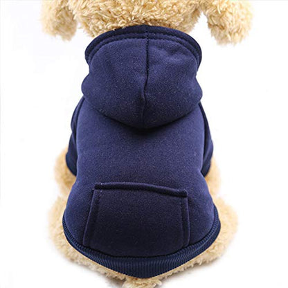 Jecikelon Winter Dog Hoodie Sweatshirts with Pockets Warm Dog Clothes for Small Dogs Chihuahua Coat Clothing Puppy Cat Custume (Navy, XX-Small) - color: Navy, size: XX-Small