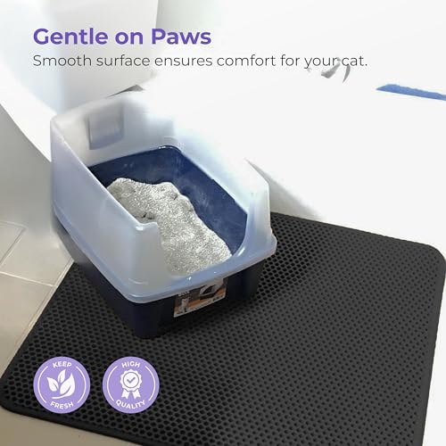 iPrimio Large Cat Litter Trapper Mat with Exclusive Urine/Waterproof Layer - Cat Litter Mat - Larger Holes with Urine Puppy Pad Option for Messy Cats - Soft on Paws and Light - 30" x 23" (Black Color) - style: 30x23 - Black