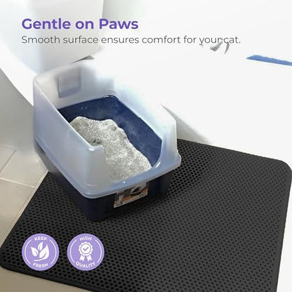 iPrimio Large Cat Litter Trapper Mat with Exclusive Urine/Waterproof Layer - Cat Litter Mat - Larger Holes with Urine Puppy Pad Option for Messy Cats - Soft on Paws and Light - 30" x 23" (Black Color) - style: 30x23 - Black
