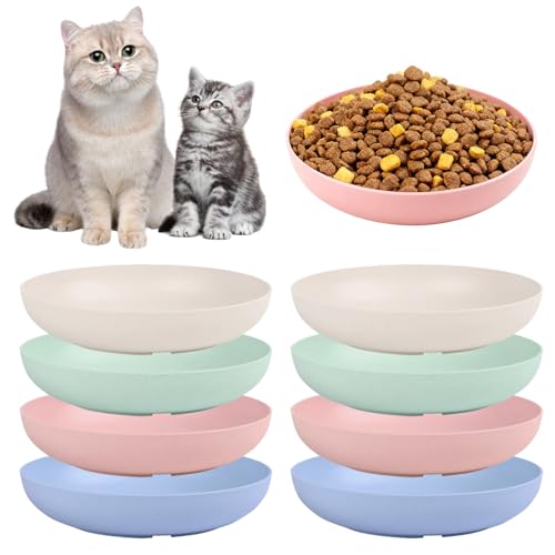 [8 Pack] Cat Dishes Whisker Friendly, Shallow Wide Pet Food and Water Bowl, 5.5 Inch Cat Food Dish, Friendly Wet Feeding Bowl, Durable Wheat Straw Pet Bowls, Pet Plate for Kittens (Indoor/Outdoor) - size: 8 Pack
