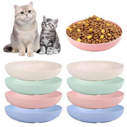 [8 Pack] Cat Dishes Whisker Friendly, Shallow Wide Pet Food and Water Bowl, 5.5 Inch Cat Food Dish, Friendly Wet Feeding Bowl, Durable Wheat Straw Pet Bowls, Pet Plate for Kittens (Indoor/Outdoor) - size: 8 Pack
