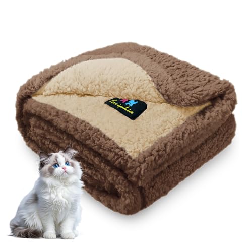 Luciphia Waterproof Pet Blanket for Medium Large Dogs Soft Cat Sherpa Calming Thick Cover Leakproof Cozy Puppy Sofa Bed Car Couch Protector(Beige/Brown,30x20 inches) - color: Beige/Brown, size: 30x20 inches