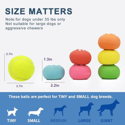 Squeaky Dog Toys, Soft Latex Rubber Squeaky Dog Ball for Small Dogs Puppies, Cute Bounce Squeak Toys Balls with Funny Cute Face - color: 2.2“ Paw&Fruit - 6 Pack, size: Small