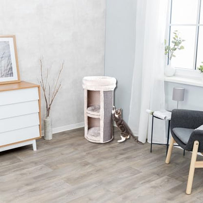Trixie Mexia 2-Story Cat Condo Tower, Top Platform with Removable Bed, Removable Cushions 15.75 x 15.75 x 29 inches