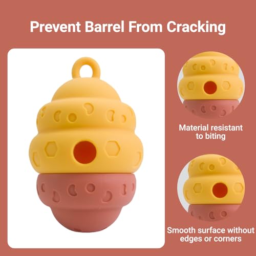 Dog Puzzle Toy Dispenser - Interactive Dog Toys for Large & Medium Breeds - Mental Stimulation Ball with Detachable Lid - Food-Grade Silicone Toy for Stress Reduction - color: brown