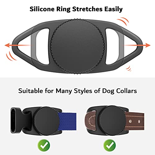 PZOZ Waterproof Case Dog Collar Holder (2 Pack) for Apple AirTag Gen 1/2, Plastic & Silicone Pet Collar Case Anti-Lost Air Tag Cover Holder for Cat Dog GPS Tracker