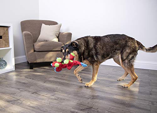 goDog Dinos Frills Squeaky Plush Dog Toy with Chew Guard Technology, Durable Fabric & Squeaker for Active Play, Red, Large - color: Dinos Frills (Red), size: Large