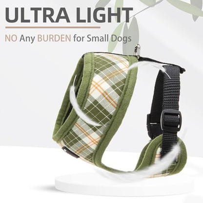 PUPTECK Soft Mesh Dog Harness and Leash Set Pet Puppy Cat Comfort Padded Vest No Pull Harnesses, Olive Green, XS - color: Olive Green, size: XS (NECK: 10", CHEST: 10"-14")