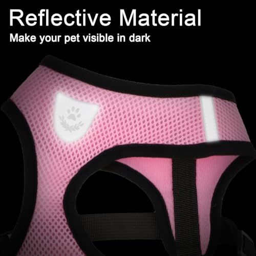 Pet Dog Vest Harnesses Puppy Cotton Polyester Adjustable Dog Mesh Harness Travel Chest Strap Vest Reflective (S, Pink) - color: Pink, size: S