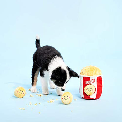 ZippyPaws Burrow- Interactive Dog & Puppy Toys for Boredom, Stimulating Pet Products to Keep Them Busy, Hide & Seek Plush Puzzles, Squeaky Toy for Enrichment, for Small & Medium Dogs- Popcorn Bucket - style: Popcorn Bucket