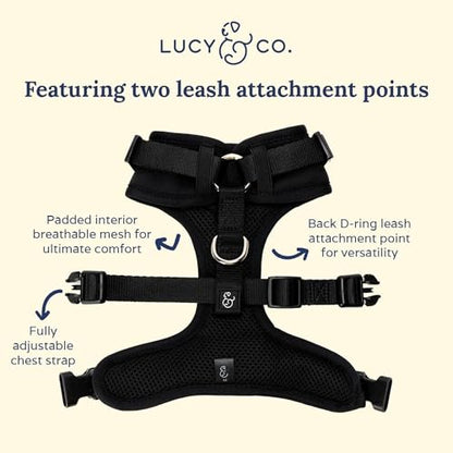 Lucy & Co. The Midnight No-Pull Dog Harness - Size Small - Vest to Stop Pulling & Walk Easy - Comfortable Leash Training Product w/Adjustable Chest & Neck Straps - color: The Midnight No-Pull Harness, size: Small