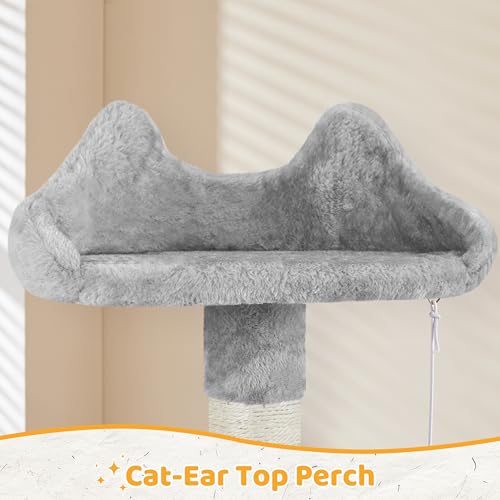 Yaheetech | 54in Cat Tree | Multi-Level Cat Tower w/Spacious Perch, Cozy Condo and Hammock, 3 Scratching Posts, Interactive Toy | Sturdy Pet Furniture | for Indoor Kittens to Large Cats | Light Gray - color: Light Gray