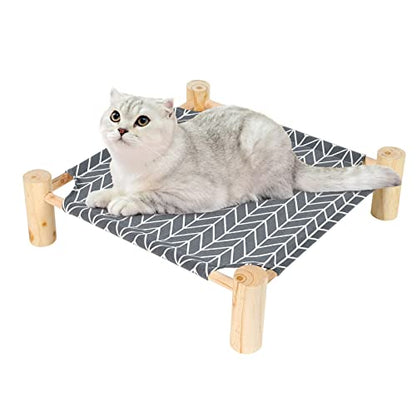 Cat and Dog Hammock Bed for Small Dogs, Brethable Wooden Cat Pet Rabbit Elevated Cooling Outdoor Bed Cots Furniture for Summer Arrow - color: Arrow