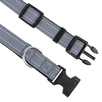 Reflective Dog Collar, Adjustable Soft Neoprene Padded Nylon Pet Collars with Buckle for Puppy and Small Dogs, Cats, Gray,XS - color: Gray, size: X-Small
