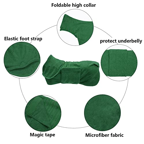 Geyecete Dog Drying Coat - Fast Drying Dog Bathrobe Towel - Microfibre Super Absorbent Pet Cat Bath Robe, Luxuriously Soft Green M - color: Green, size: Medium