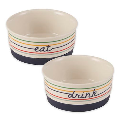 Bone Dry Ceramic Food Bowls, Non-Slip & Dishwasher Safe, Small Set, 4.25x2 Eat/Drink - color: Eat/Drink, size: Small Set, 4.25x2"