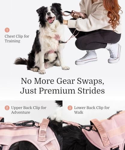 2026 New Edition, Fei & Eve Classic Dog Harness - Quick-Release Buckles | 3-Point No-Pull Control | Heavy-Duty 900D Nylon | Dual Safety Handles | Breathable Mesh | Adjustable Fit | Large,Pink - color: Pink, size: L