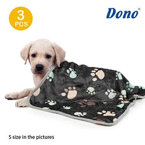 Dono 1 Pack 3 Dog Blankets, Soft Fluffy Fleece Pet Blanket Warm Sleep Mat Paw Print Design Puppy Kitten Throw Blankets Doggy Blanket for Dogs - color: Gray Paw, size: S(23*16")