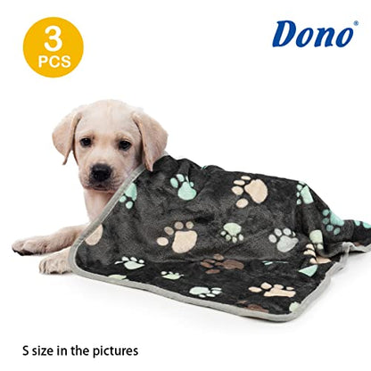 Dono 1 Pack 3 Dog Blankets, Soft Fluffy Fleece Pet Blanket Warm Sleep Mat Paw Print Design Puppy Kitten Throw Blankets Doggy Blanket for Dogs - color: Gray Paw, size: S(23*16")