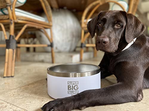 Tuff Pupper 100 oz Heavy Duty Insulated Stainless Steel Dog Bowl for Large Dogs, Non-Slip Base, Dishwasher Safe - color: Snow White, size: 100oz