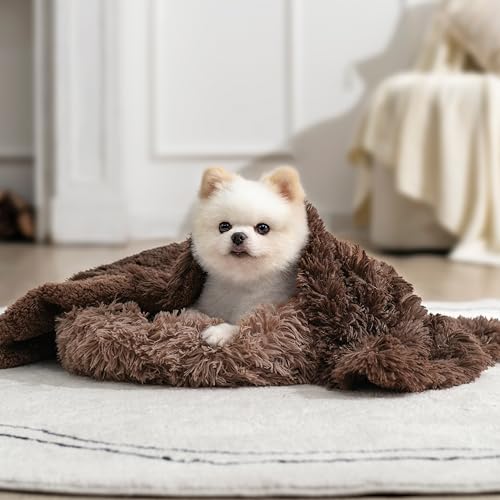 gogobunny Waterproof Dog Blanket for Couch & Furniture Protection - Super Soft Reversible Throw for Large Dogs & Cats, Calming Washable Fur & Sherpa Pet Blanket (25x35 Inch, Chocolate) - color: Chocolate, size: 25x35 Inch (Pack of 1)