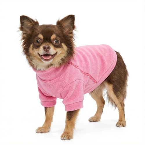 Fitwarm Classic Fleece Dog Sweater, Turtleneck Sweatshirt, Winter Clothes - Small Dogs Girl, Cat Apparel - Pink, Rose, Baby Pink, XS - color: Pink-Rose-Baby Pink, size: X-Small