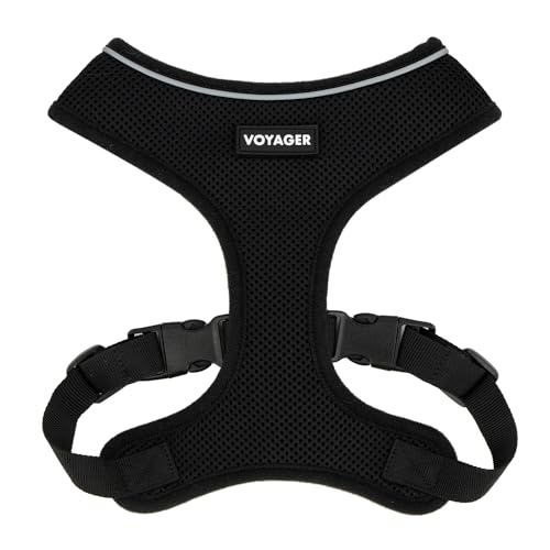 Voyager Aerolite Over the Head Dog Harness, No Pull Breathable Air Mesh Vest, Quick Dry with Reflective Stitching, Adjustable Escape Resistant Harness for Small Medium Large Dogs - Black, X-Small - color: Black, size: XS
