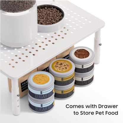 ‌WSOWX Adjustable Automatic Cat Feeder Stand - Non-Slip Elevated Holder for Cats/Puppies, Fits Most Automatic Feeders & Water Dispensers, White(Holder ONLY) - color: White