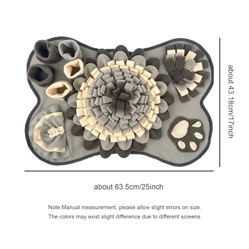 Washable Dog Snuffle Mat with Squeaker, Non-Slip Feeding Mat for Brain Games/25x17 Inch, Grey - color: grey