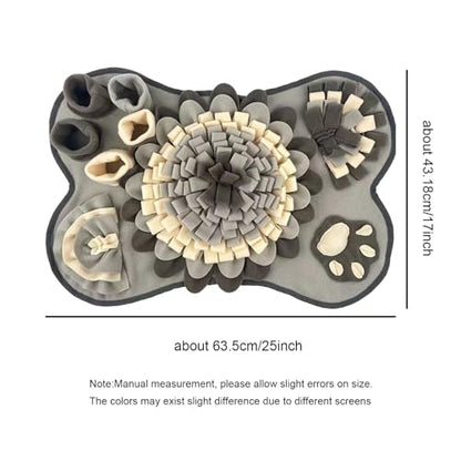 Washable Dog Snuffle Mat with Squeaker, Non-Slip Feeding Mat for Brain Games/25x17 Inch, Grey - color: grey