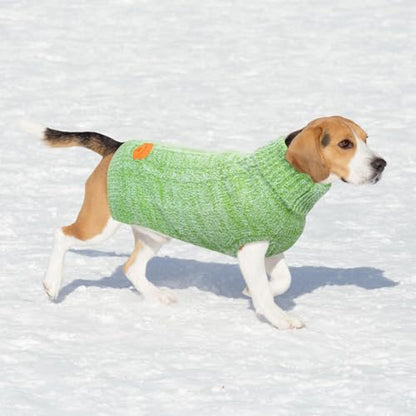 BEAUTYZOO Small Dog Sweater -Turtleneck Pullover Classic Cable Knit Fuzzy Winter Coat Dog Cold Weather Clothes for Small Medium Dogs Puppy Girl Boys,Green M - color: Green, size: M (Back: 16", Chest: 21", Neck: 13")