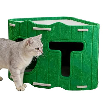 Genérico Felt Cave Cats, Semi-Closed House Bed for Pets | Comfortable Puppy Cave | Winter Use Outdoor Camping Travel Home & Bedroom & Living Room Apartment Balcony - color: Green