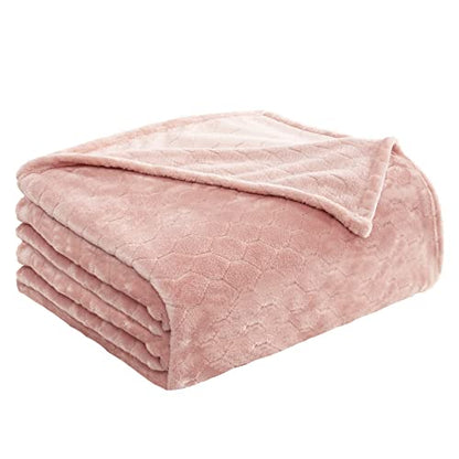 TOONOW Fleece Blanket Textured Fuzzy Plush Throw Blanket Twin Size 60" x 80", Super Soft Fluffy Bed Blanket Geometric Pattern Comfy Microfiber Flannel Blankets for Couch, Bed, Sofa, Light Pink - color: Light Pink, size: Twin- 60" x 80"