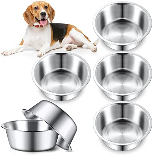 Yahenda 6 Pcs Stainless Steel Metal Dog Bowls Bulk Replacement Basic Thickened Pet Bowls for Small Medium Large Dogs, Dishwasher Safe(11 Inch) - size: 11 Inch