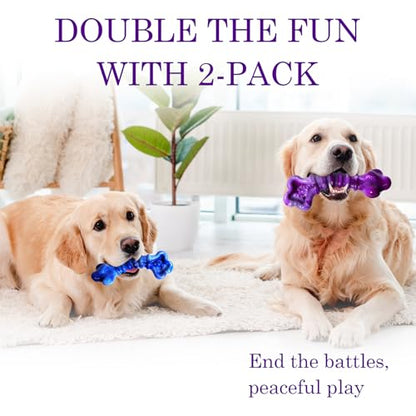 Kseroo 2-Pack Dog Chew Toys for Aggressive Chewers: Indestructible Dog Toys for Large Breed, Tough Dog Chew Bones to Keep Them Busy, A for Large Dogs - color: Purple & Green
