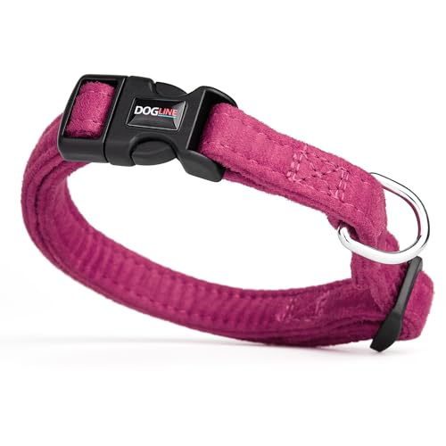 Dogline 5/8 x 11 to 17" Comfort Microfiber Soft Padded Pet Puppy Dog Collar, Small/Medium, Pink - color: Pink, size: Small/Medium