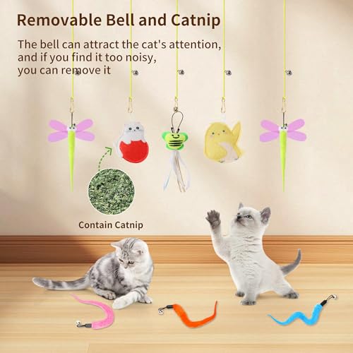 Interactive Cat Toys, 8 Assorted Teaser Refills, 3 Indoor Cat Hanging Toy and 1 Interactive Wand Suitable for Indoor Cats - style: 12 Wand /Hanging