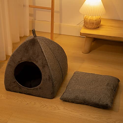 Eforcase Cat Cave Tent Bed - Foldable Covered House for Indoor Cats featuring Removable Cushion Pad - size: Medium