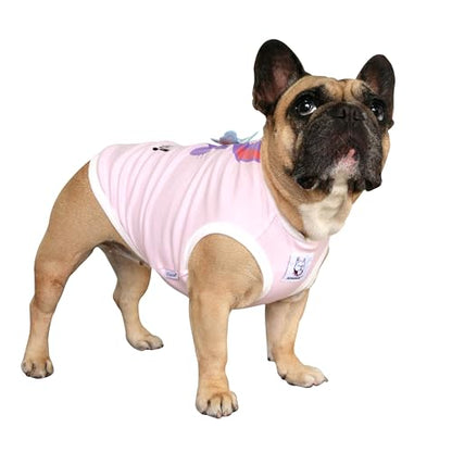 iChoue Pug Shirts for Dogs Cartoon Bunny Print Clothes Easter Outfits Costumes Rabbit Vests Cotton Tank Tops French Bulldog Puppy - Pink/Small - color: Print Bunny, size: Small ( 5 - 15 lbs )